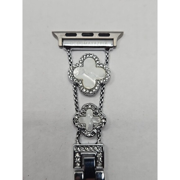 BCBGMAXAZRIA Silver Clover Rhinestone Apple Watch Band 42 44 45 49 Adjustable - Picture 1 of 8
